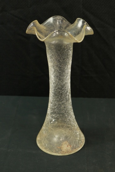 Crackle Glass Clear Vase