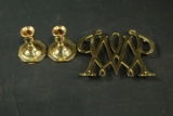 Pair Of Baldwin Brass Candlesticks, VMC William & Mary Brass Trivet