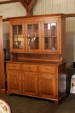 Solid Oak 2 Pc. China Cabinet Made By Sprouse Furniture Louisa, VA