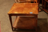 Drexel End Table With Cane Shelf
