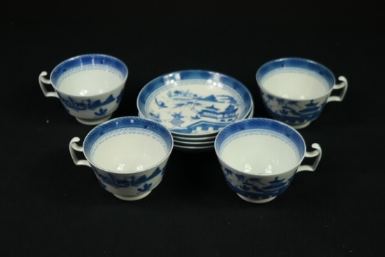 Mottahedeh 4 Cups & Saucers "Canton Blue"