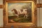 Gold Framed Bull Painting on Canvas