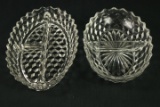 2 American Fostoria Divided Serving Trays