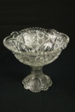 2 Piece Pressed Glass Punch Bowl