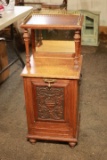 Tiger Oak Coal Hod With Mirror & Brass Gallery