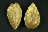 2 Virginia Metal Crafters Brass Leaf Dishes