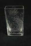 Jaguar Etched Glass Vase