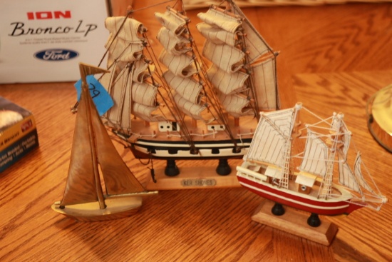 2 Model Ships & 1 Brass Ship