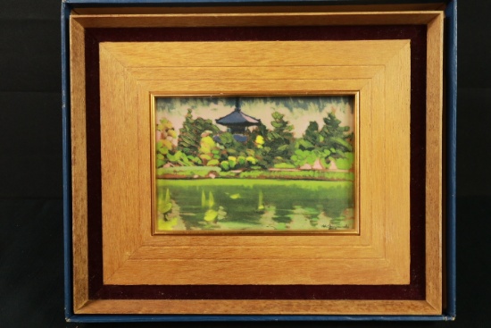 Framed Asian Tile Painting