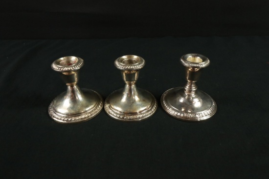 3 Weighted Sterling Silver Candle Holders