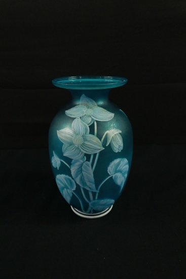 Blue Glas Flower Vase