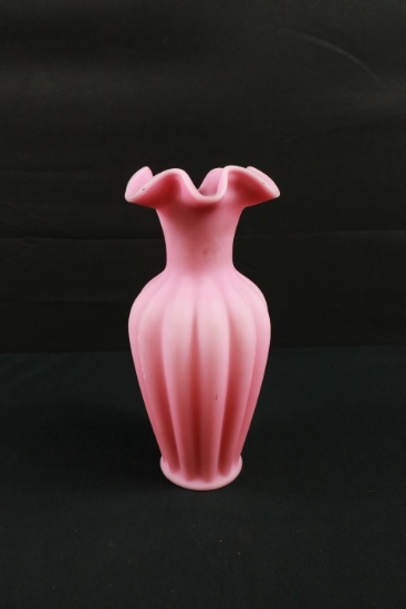Fenton Pink Satin Glass Vase