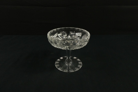 Etched Cut Glass Compote