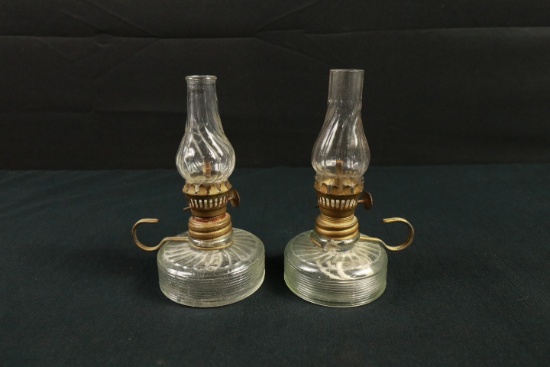 Pair of Antique Miniature Oil Lamps