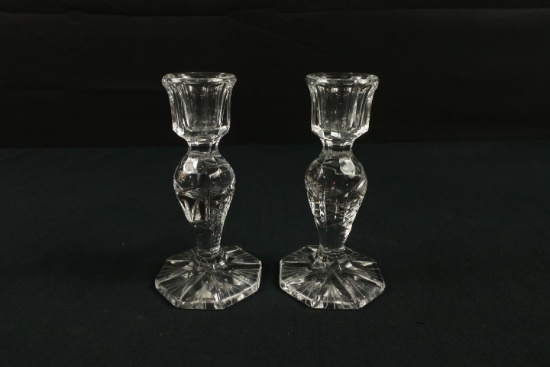 Pair of Etched Crystal Candlesticks