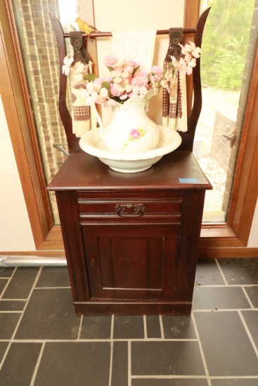 Victorian Washstand with Bowl & Pitcher