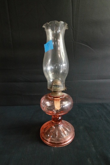 Pink Glass Oil Lamp