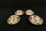 4 Victorian Plates & Custard Bowls