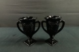 Pair Of Onyx Glass Vases