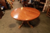 Oak Kitchen Table with Claw Feet & 2 Leaves