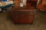 Antique Homemade Walnut 3 Drawer Chest with Victorian Pulls