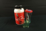 Coke Drinking Cooler, Plastic Glass & Glass Salt & Peppers