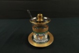 Heisey Gold Accented Condiment Jar & Plate