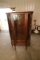 Antique Oak Bow Front China Cabinet