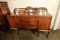 Walnut Buffet with Mirrored Backsplash & Claw Feet