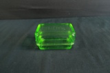 Green Depression Glass Butter Dish