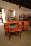 Maple Vanity with Stool, End Table & & Full Size Bed with Rails