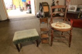 Stool, Shelf & Antique Chair