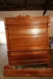 Antique Oak Full Size Bed with Rails