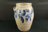 #4 Antique Handled Blueware Crock