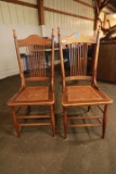 Pair of Antique Oak Cane Bottom chairs