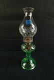 Antique Green Glass Oil Lamp