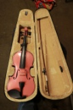 Pink Violin in Case with Bow