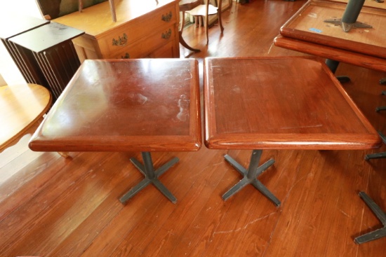 2 Oak Tables with Metal Bases