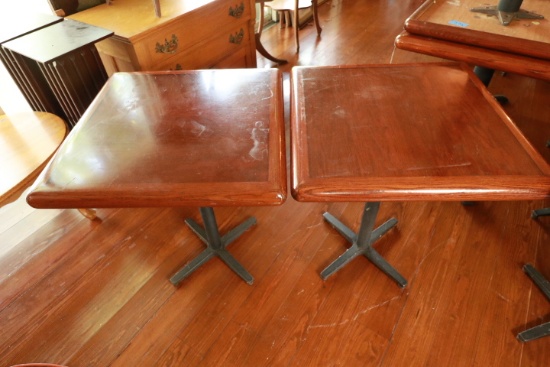 2 Oak Tables with Metal Bases