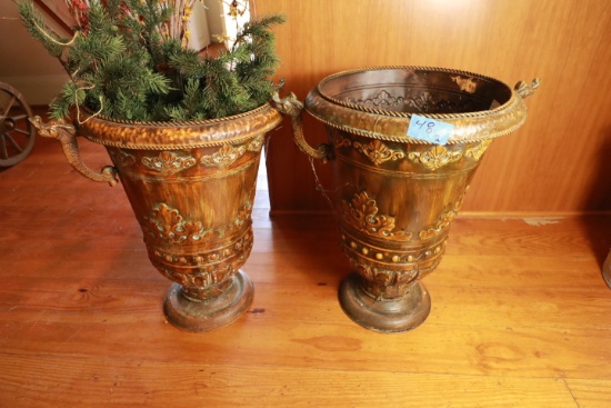 Pair of Metal Flower Pots