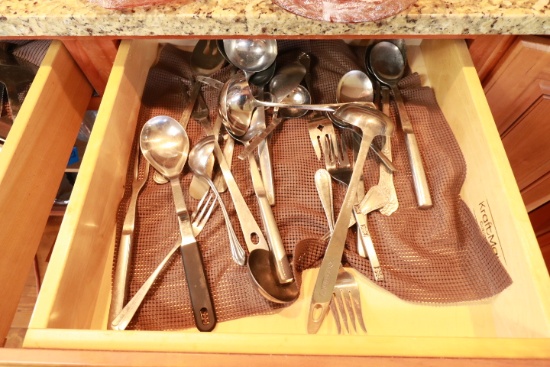 2 Drawers of Flatware & Serving Pieces