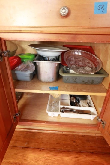 2 Cabinets of Serving Trays & Misc
