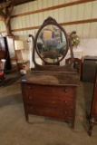 Victorian Oak Dresser with Cradle Mirror