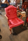 Queen Anne Style Upholstered Arm Chair