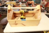 Wooden Tool Box & Dewalt Drill