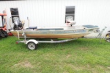 Lowe 15ft Boat with Tohatsu 20HP Motor on Trailer