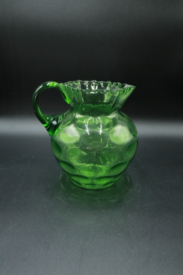 Green Thumbprint Victorian Pitcher with Fluted Tob