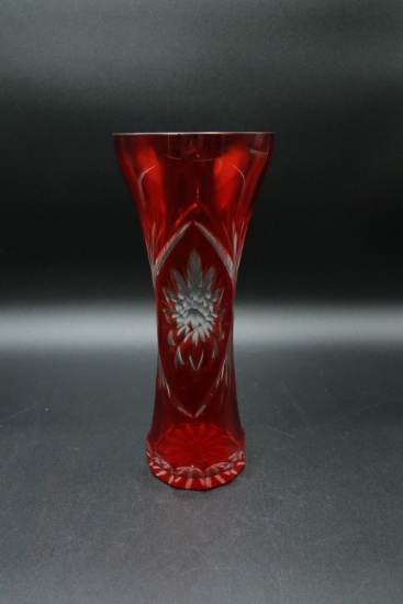 Red Cut-to-Clear Vase