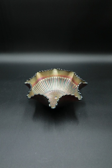 Northwood Sunflower Pattern Fluted Top Carnival Glass Bowl