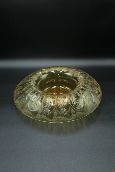 Amber Waterfall Form Depression Glass Bowl